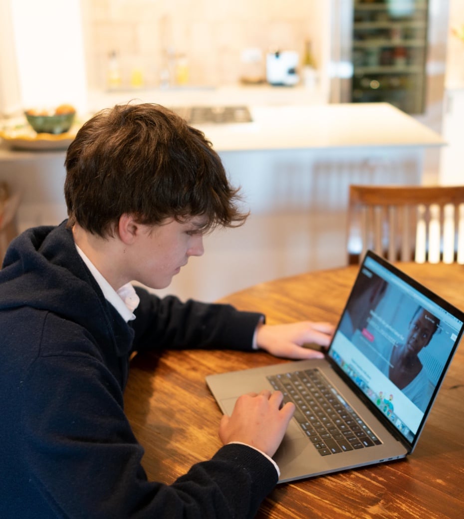 Photo of student on laptop